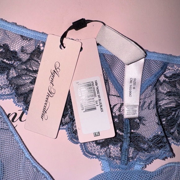 Agent Provocateur Yara Blue and Black Lace Trim Panties size 6 - Picture 4 of 5